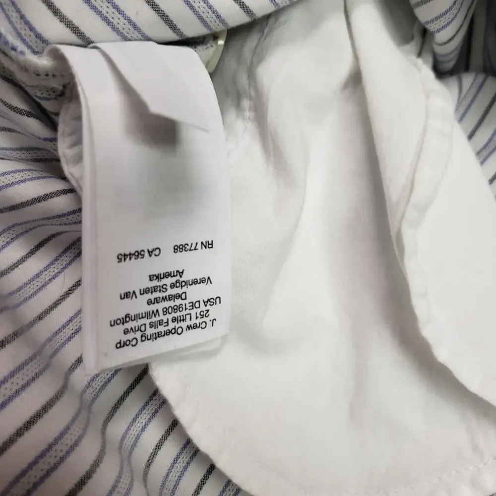 Madewell Dress Womens M White Striped Shirt Dress 3/4 Sleeve Button Up Collared